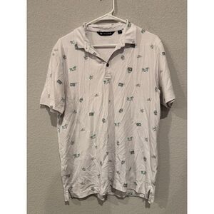 Travis Matthew Men's White Sage Pacific Shores Cotton Blend Polo Golf Shirt M